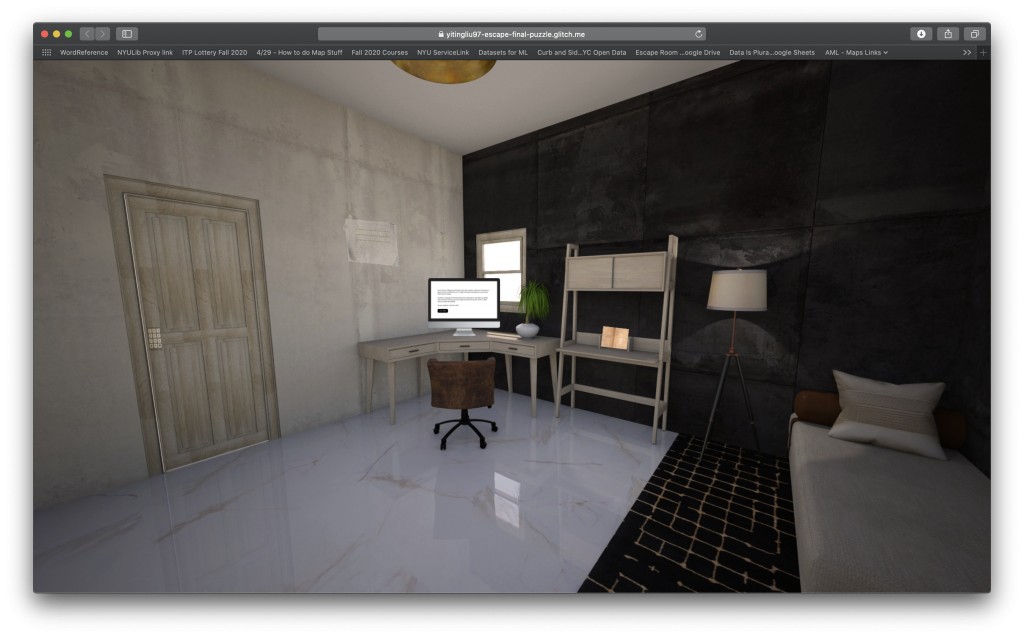Screen Shot of Room for the Final Escape Phase of the Escape Zoom
