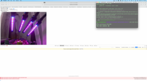 Screen Shot of my successful attempt at integrating temperature and humidity readings into my time lapse project. As you can see in the terminal, I was able to get the info console logged!